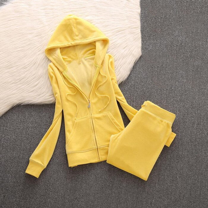 2022 Spring/Fall Women&#39;s Brand Velvet Fabric Tracksuits Velour Suit Women Track Suit Hoodies And Pants fat sister sportswear