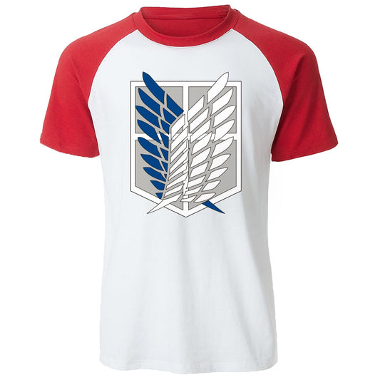 Wings Of Freedom Mikasa T-shirts Mens Japanese Anime Tshirt Men Raglan Short Sleeve Summer Tees Tops Attack on Titan Man T shirt