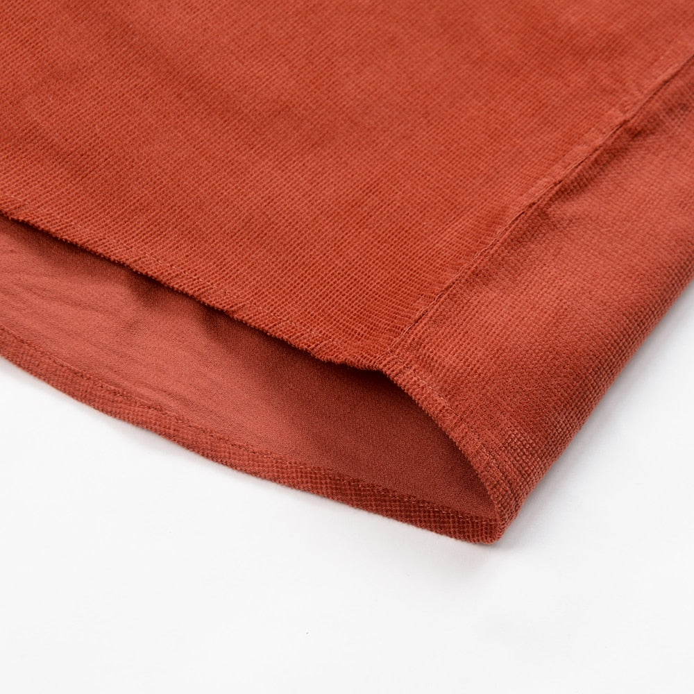 Casual Pure Cotton Corduroy Men Shirt Long Sleeve Brown Thick Winter XXL Regular Fit New Model Male Button Down Blouse