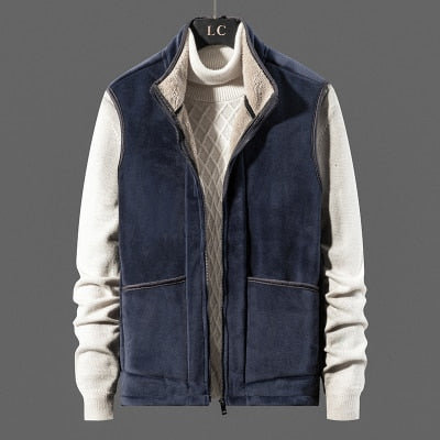 Crocodile brand Cashmere Vest Autumn Winter Casual Sleeveless Jacket Men Warm Fleece Men Vest Jacket Thick Sleeveless Men's Vest