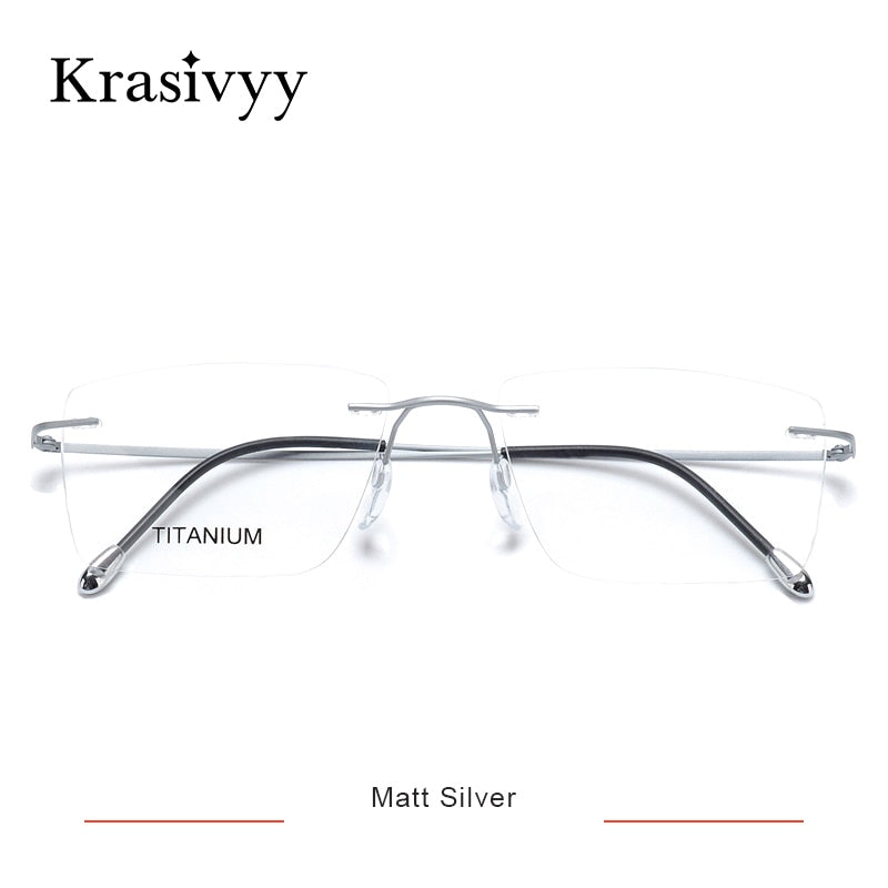 Krasivyy Titanium Glasses Frame Men 2022 New European Design Square Rimless Prescription Eyeglasses Eyewear Frame for Women
