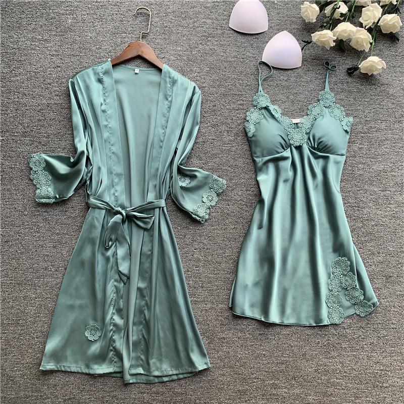 Female Flower Bride Wedding Robe Bathrobe Gown Sleepwear Sexy Lace Intimate Lingerie Home Clothes Summer Casual Nightwear