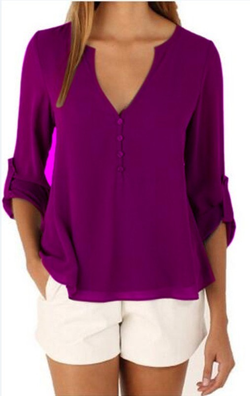 2022 Women Shirts Summer Autumn Casual V-neck Chiffon Blouse Women Tops And Blouses Long Sleeve Black White Ladies Blouse Shirt