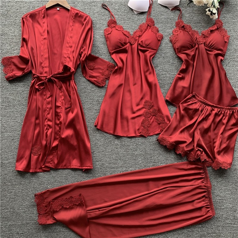 Female Flower Bride Wedding Robe Bathrobe Gown Sleepwear Sexy Lace Intimate Lingerie Home Clothes Summer Casual Nightwear