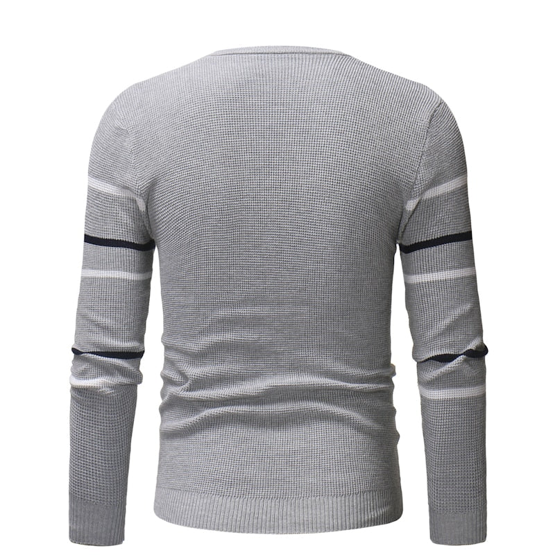 Men&#39;s autumn casual round-neck striped pullover for men, designed for teenagers, oversized casual knit men&#39;s sweater