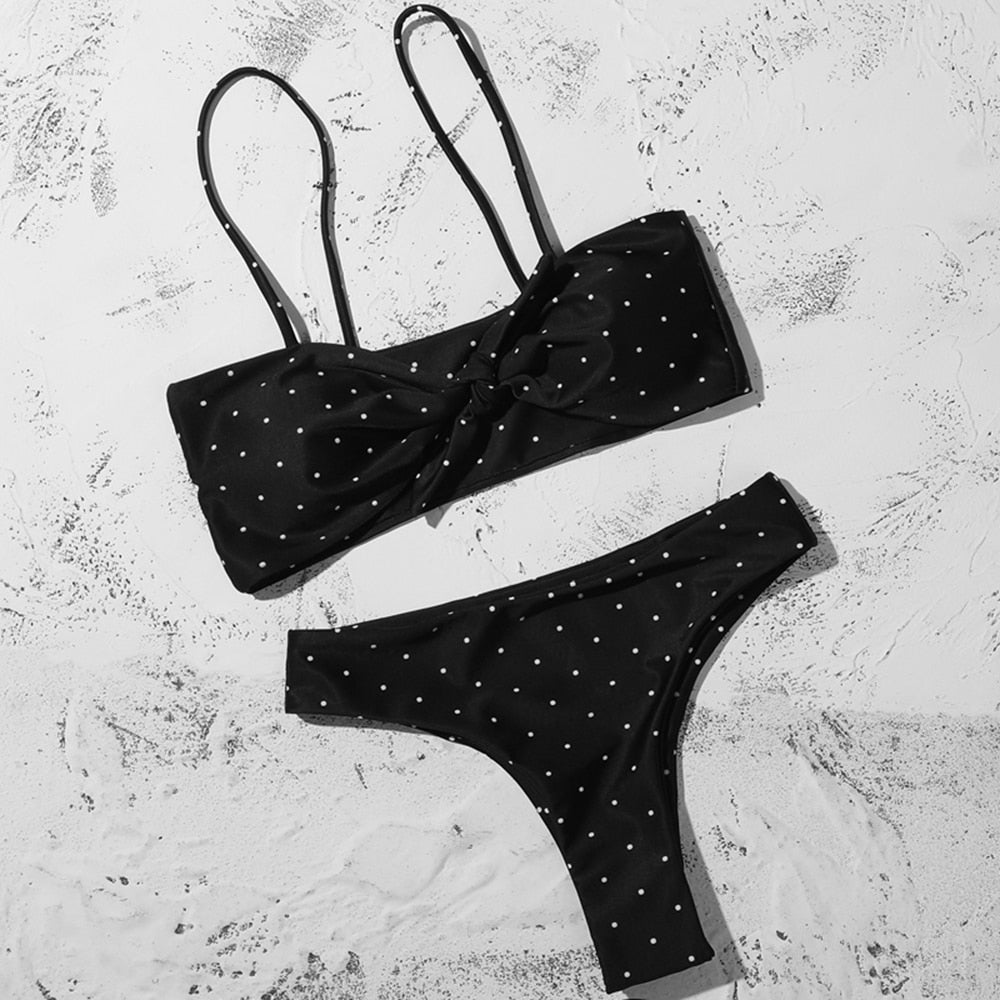 ZTVitality Sexy Solid Bow Bikinis Push Up Bikini 2021 Straps Padded Low Waist Swimsuit Bandage Swimwear Women Brazilian Biquini