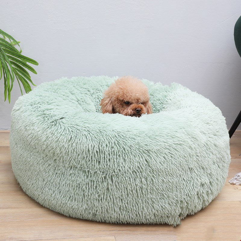 Super Soft Pet Dog Bed Autumn Winter Round Long-haired Pet Mat Suitable House for Cats and Dogs Warm Comfortable Pet Supplies
