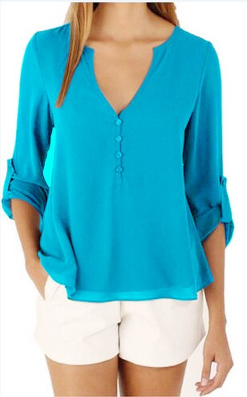 2022 Women Shirts Summer Autumn Casual V-neck Chiffon Blouse Women Tops And Blouses Long Sleeve Black White Ladies Blouse Shirt