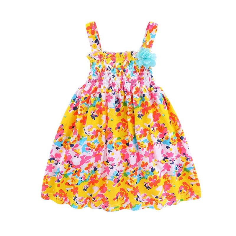 Mudkingdom Toddler Girl Summer Dress Cotton Floral Smocked Dresses for Baby Girls Sundress Cute Little Kids Jumper Dress