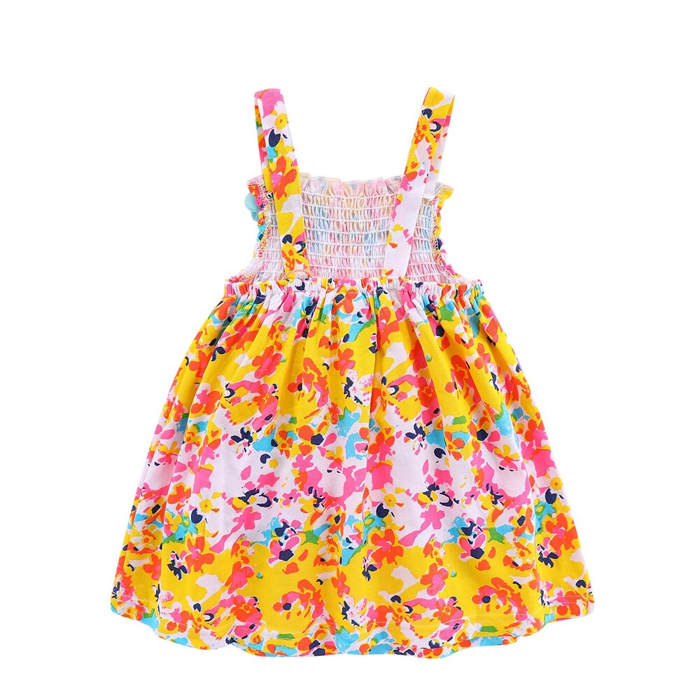 Mudkingdom Toddler Girl Summer Dress Cotton Floral Smocked Dresses for Baby Girls Sundress Cute Little Kids Jumper Dress
