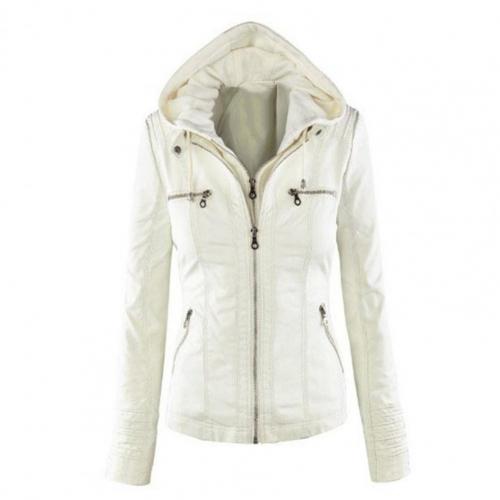 2012 Autumn Fashion Hooded Jacket Solid Color Double Zippers Women Detachable Hood Pockets Drawstring Coat Streetwear