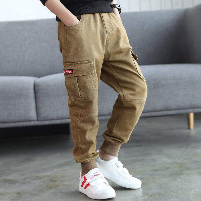 VFOCHI 2022 Brand New 4-16T Boys Pants Spring Summer Solid Color Kids Trousers Teenage Clothing Elastic Waist Boy Cargo Pants