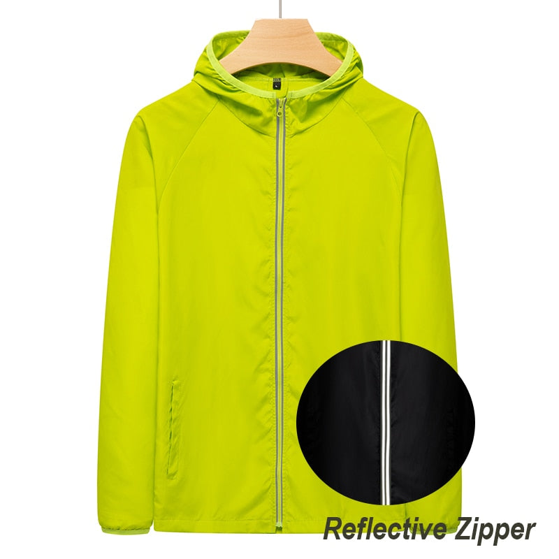 CHILYN Men&#39;s Hiking Camping Waterproof Jacket Women Reflective Sun Protection Clothing Unsiex Large Size Outdoor Windbreakers