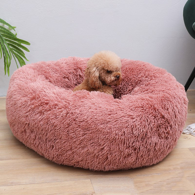 Super Soft Pet Dog Bed Autumn Winter Round Long-haired Pet Mat Suitable House for Cats and Dogs Warm Comfortable Pet Supplies