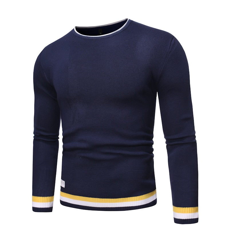 de algodón de alta calidad de marca para hombre de manga larga jerseys de cuello redondo para hombre de punto casual Tops ropa