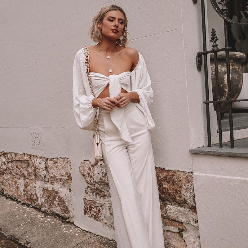 Cryptographic Sexy Backless Fashion Square Collar Wrap Women Shirts Batwing Sleeve Solid Crop Tops Women Tops and Blouses 2021