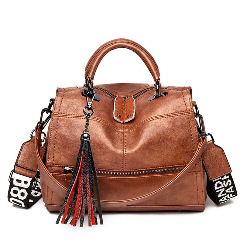 2021 Fashion Tassel Women Handbag Leather Women Shoulder Bags Famous Brand Designer Women Bags Ladies Casual Crossbody Bags New