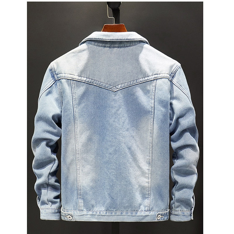 Men Light Blue Winter Jean Jackets Outerwear Warm Denim Coats New Men Large Size Wool Liner Thicker Winter Denim Jackets Size6XL