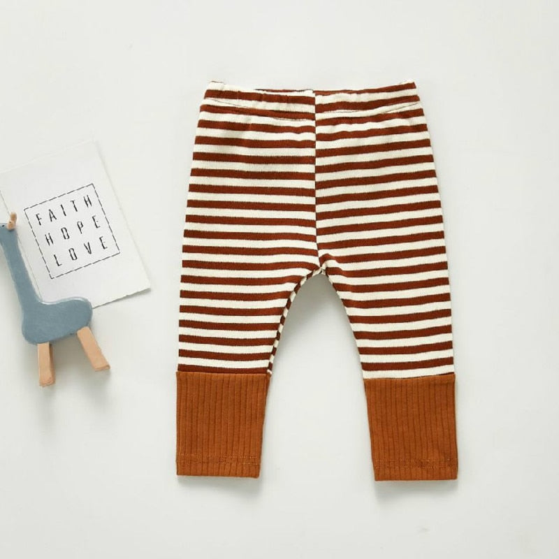 HoneyCherry Autumn Kids Leggings New Candy Color Boy And Girl Baby Pants Infant Striped Cotton Pants