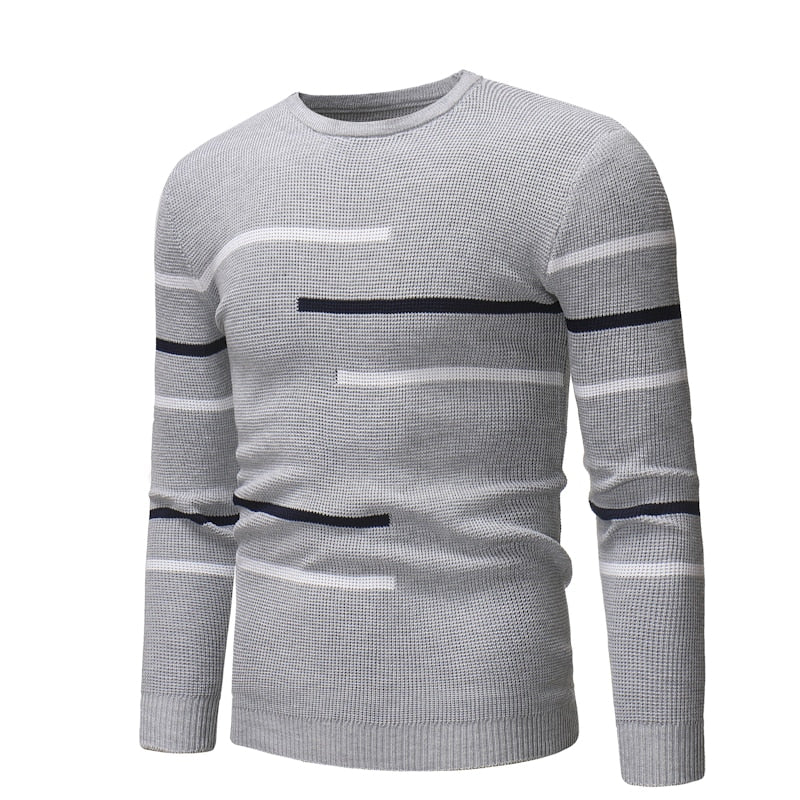 Men&#39;s autumn casual round-neck striped pullover for men, designed for teenagers, oversized casual knit men&#39;s sweater