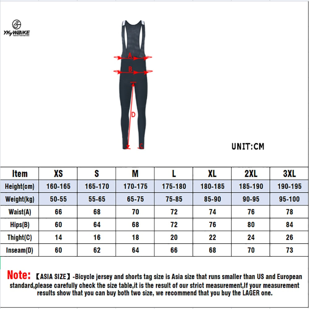 YKYWBIKE Winter MEN&#39;S  Cycling long Bib Pants Winter Tights  pad  Warm Cycling Bib  Trousers Thermal Fleece Mountain Biike Pants