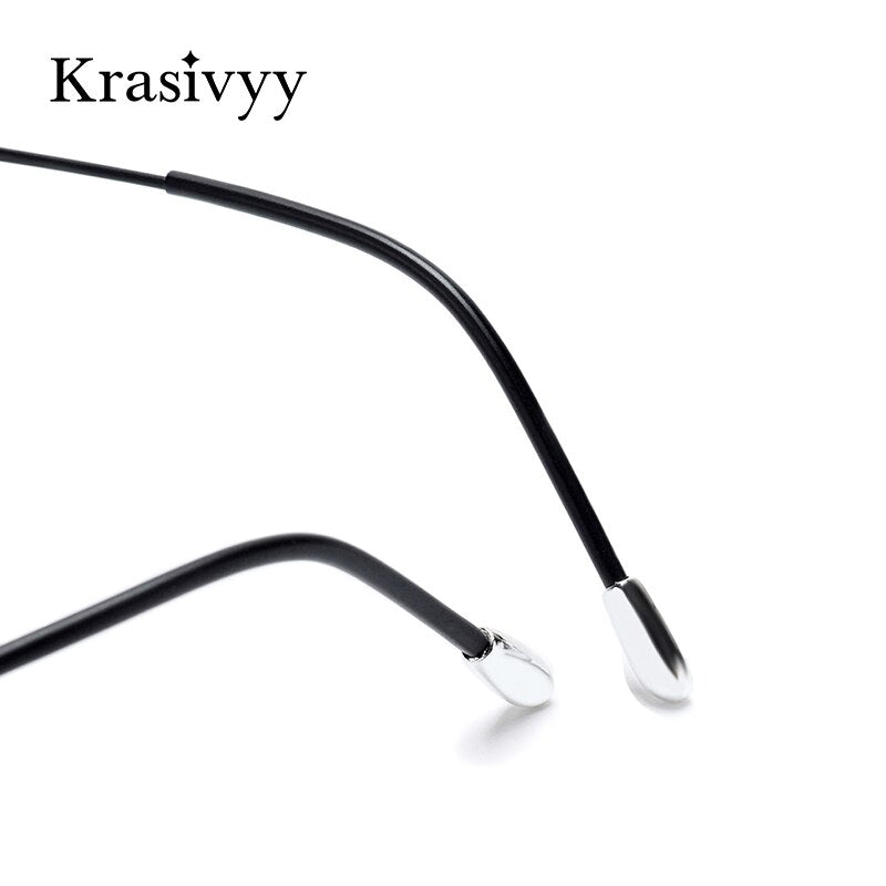 Krasivyy Titanium Glasses Frame Men 2022 New European Design Square Rimless Prescription Eyeglasses Eyewear Frame for Women