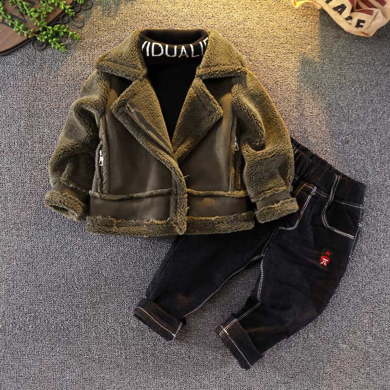 VFOCHI New Boys Girls Wool Coat Suede Jacket Winter Kids Windproof Coat Children Clothing Unisex Boys Girls Wool Coat Outerwear