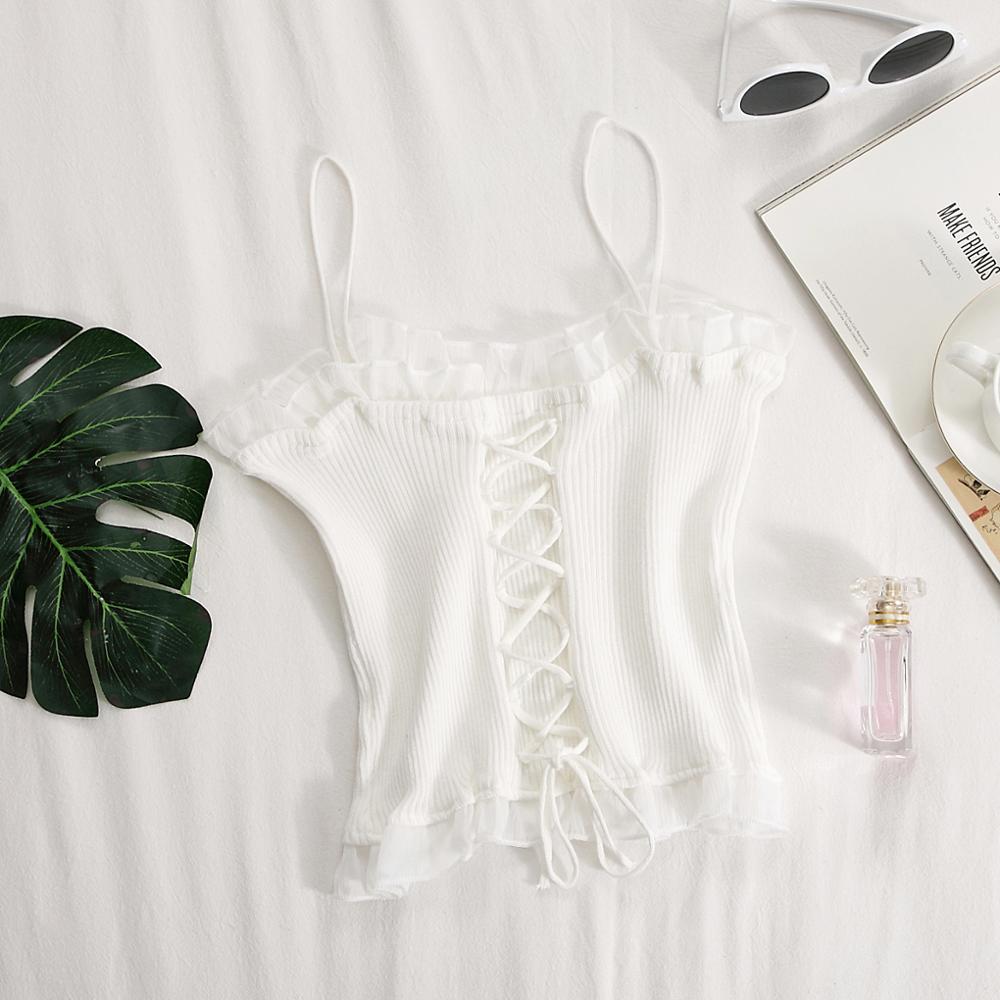 HELIAR Women Cross Halter Crop Tops For Women Knitted Camis Women Spaghetti Solid Crop Tops Y2K For Women 2021 Summer