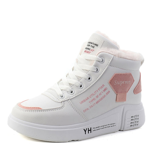 Women Casual Shoes 2019 Leather Fashion Women Sneakers Shoes Flats Platform Warm Plush Women Shoes Breathable off Winter shoes