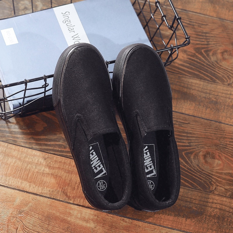 White Couple Canvas Shoes Lazy Shoes Student Cloth Shoes Womens Flats White Sneakers Women