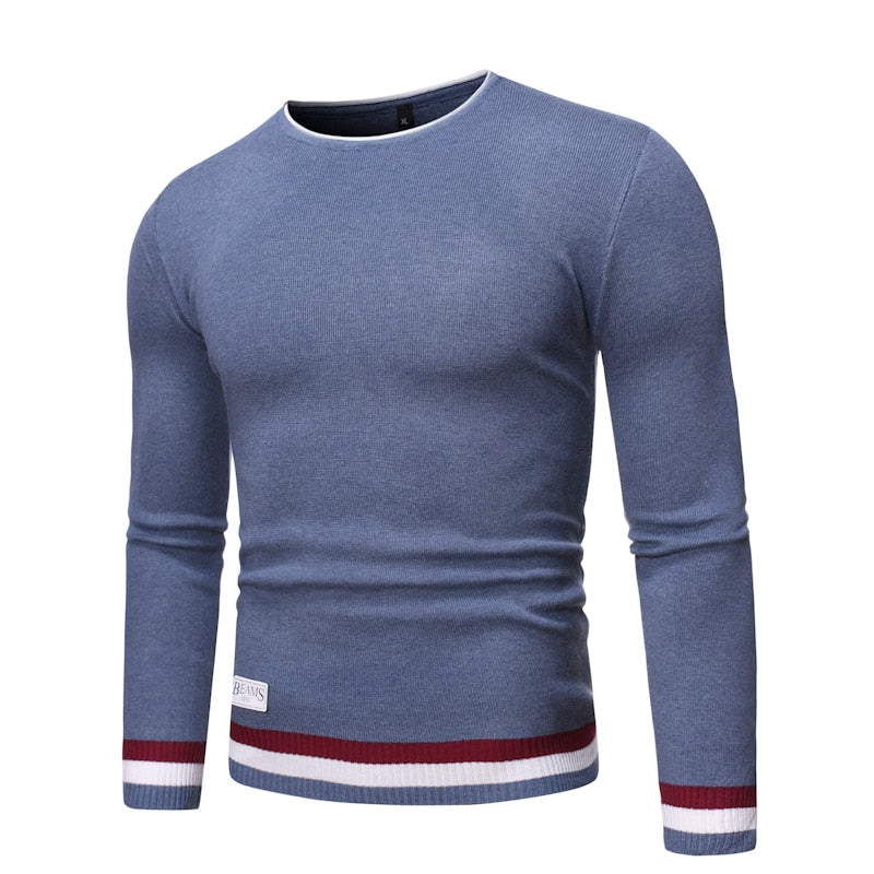 de algodón de alta calidad de marca para hombre de manga larga jerseys de cuello redondo para hombre de punto casual Tops ropa