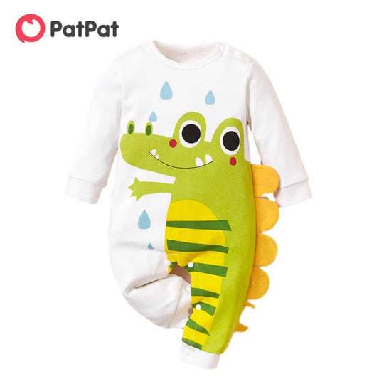 PatPat New Summer and Spring Baby Adorable Dinosaur Print Bodysuits Baby and Toddler Girl One Pieces Baby Clothes