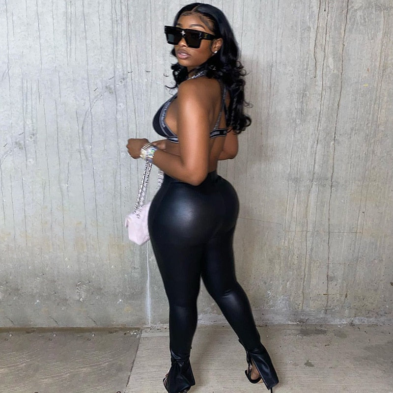 Women Faux Leather Pants Leggings Women Casual PU Warm Gothi Pants Female Split Trousers Slim Fit High Waist Pencil Pants