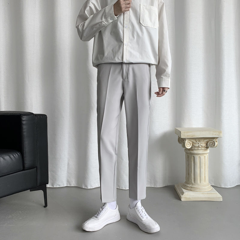 Korean Style Suit Pants Men Slim Fashion Solid Color Business Society Dress Pants Men Straight Pants Men Soffice Formal Trousers