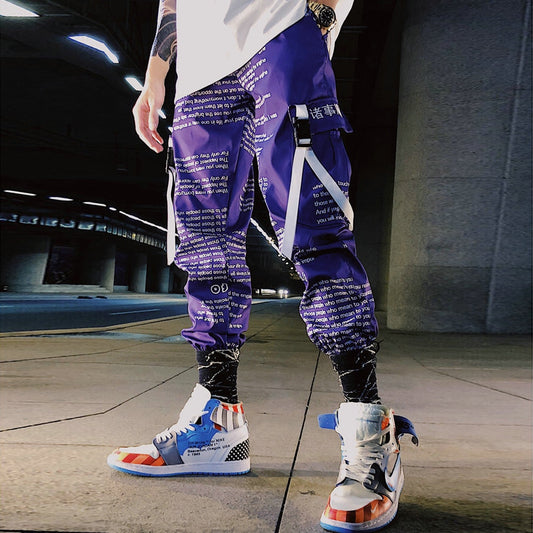 Block Pocket Patchwork Cargo Joggers Men 2022 New Streetwear Hip Hop Letter Print Harem Pants Mens Casual Trousers Sweatpants