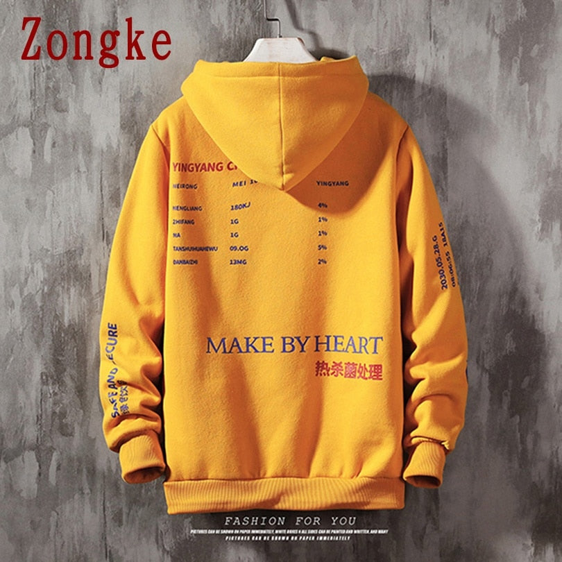 Zongke 2022 Chinese Elements Harajuku Hoodie Men Clothing Men's Hoodies Hip Hop Male Sweatshirt Japanese Streetwear M-5XL