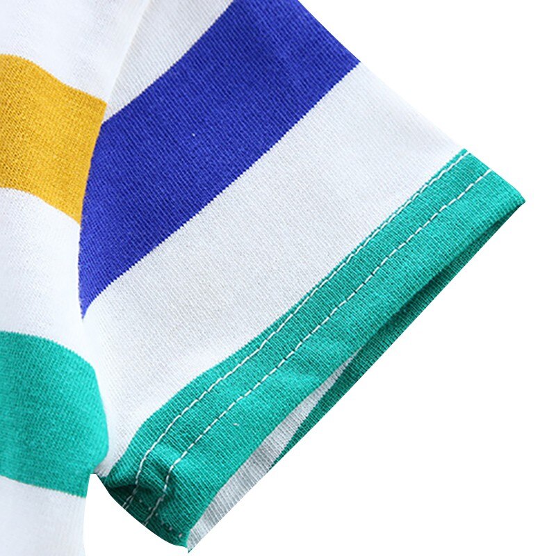 Toddler Baby Boy Clothing Summer Clothes Set Infant Girls Outfits Rainbow Stripe T-shirt+Suspenders Pants Kids Tracksuit Suits