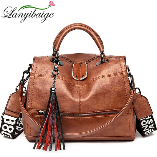 2021 Fashion Tassel Women Handbag Leather Women Shoulder Bags Famous Brand Designer Women Bags Ladies Casual Crossbody Bags New