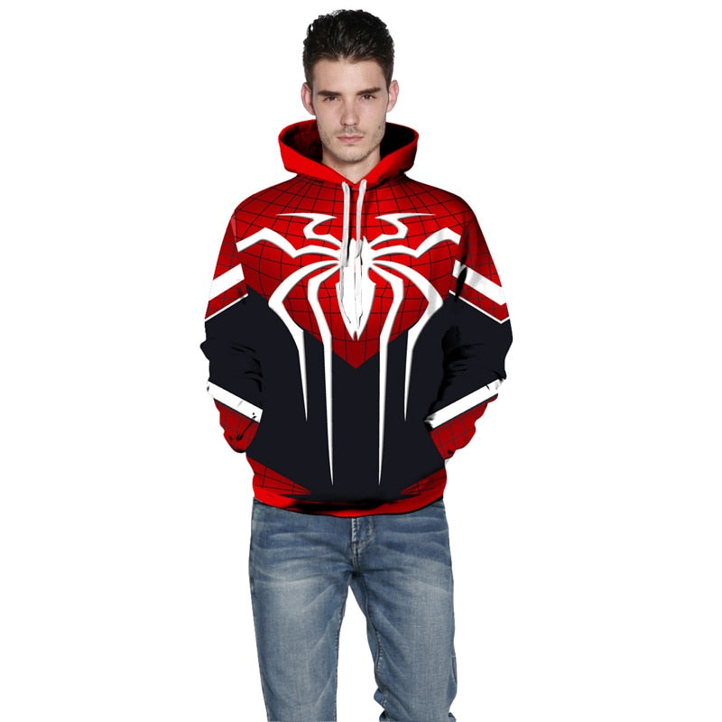 New Arrival Mens Hoodies 3D Printed Autumn and Winter Loose Fit Sweatshirt Plus Size Casual Hoody Spider Graphic Clothing Brand