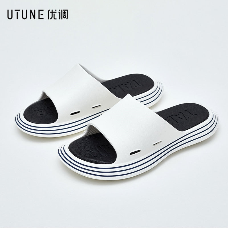 UTUNE Runway Slippers Women Summer Shoes Outside EVA Outdoor Slides Men Soft Thick Sole Non-slip Beach Pool Sandals Indoor Bath