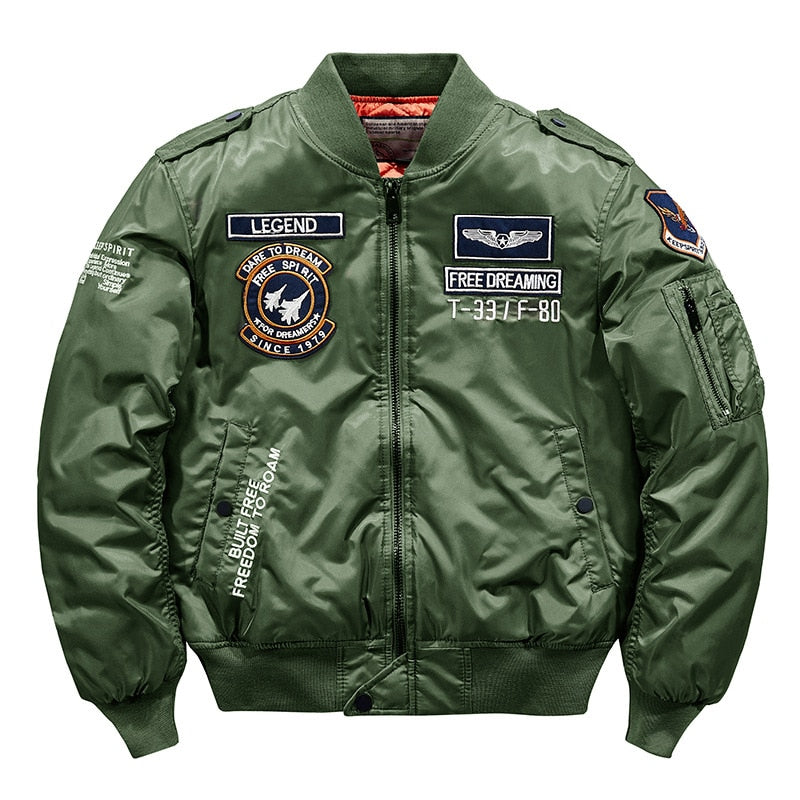 Hip hop Jacket Men High quality Thick Army Navy White Military motorcycle Ma-1 aviator Pilot Men Baseball Bomber Jacket Men