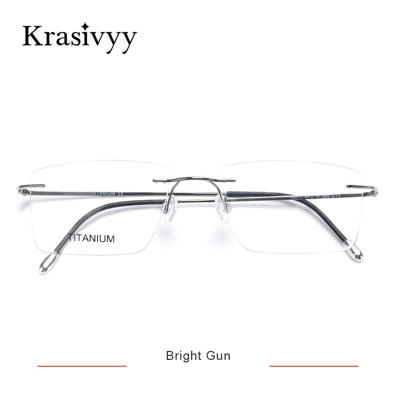 Krasivyy Titanium Glasses Frame Men 2022 New European Design Square Rimless Prescription Eyeglasses Eyewear Frame for Women