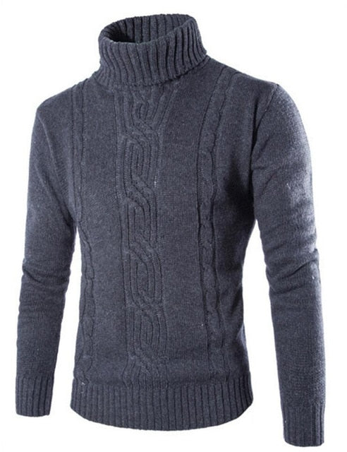 Covrlge 2019 Male Sweater Pullover Slim Warm Solid High Lapel Jacquard Hedging British Men's Clothing Mens Turtleneck MZM030