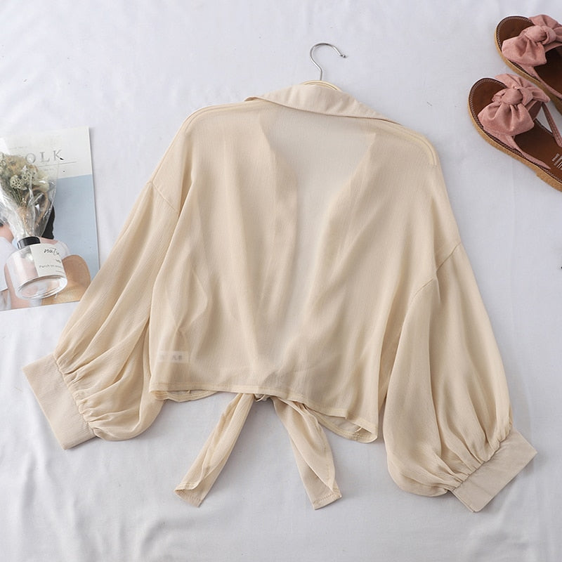 HELIAR Women blusa feminina Buttoned Up Shirts Women Office Lady Blouse Tied Waist Tops OL Blouses Shirts Women 2021 Summer