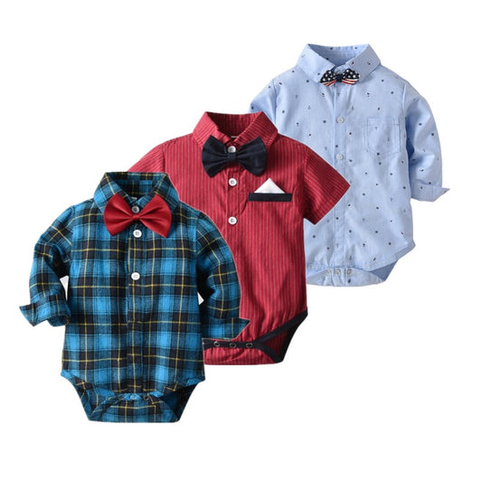 2022 Orangemom Gentleman Boys Baby Clothing Plaid Bodysuit Baby Boy Jumpsuit 1-3 Years Infant Costume For Birthday Party Cool
