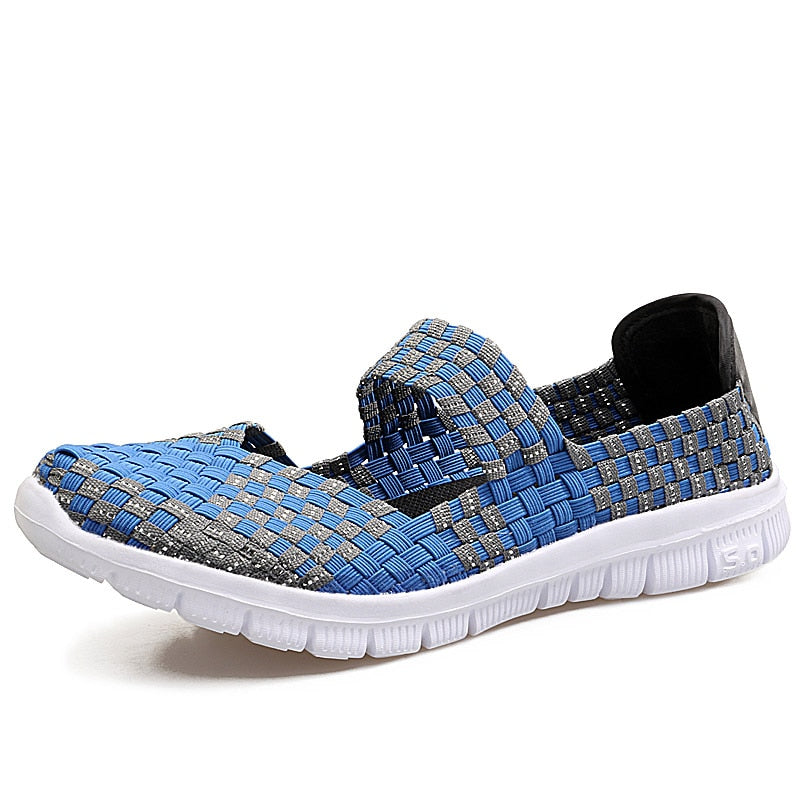 STRONGSHEN Women Shoes Lady Summer Slip On Flats Sneakers Lightweight Women Flat Shoes Manual Woven Shallow Women Casual Shoes