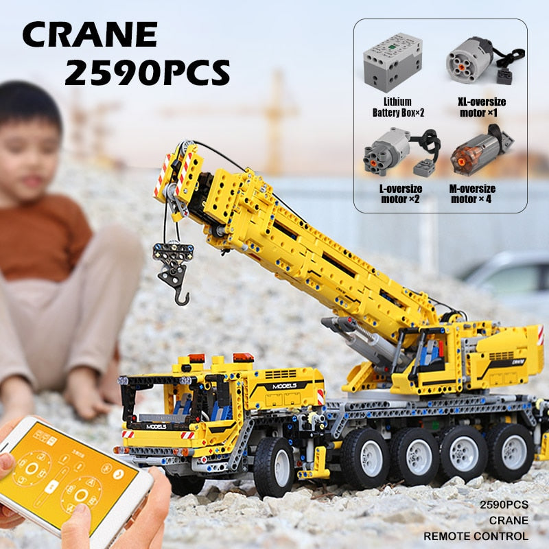 MOULD KING Technical Mobile Crane Building Kit APP Remote Control Truck Sets Building Blocks Bricks Kids Engineering Toys Gifts