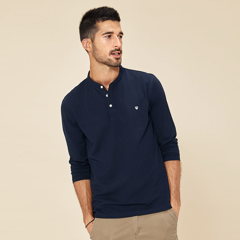 KUEGOU Cotton clothing autumn Men&#39;s polo shirts Long Sleeve fashion embroidery polos men high quality  top plus size ZT-88085