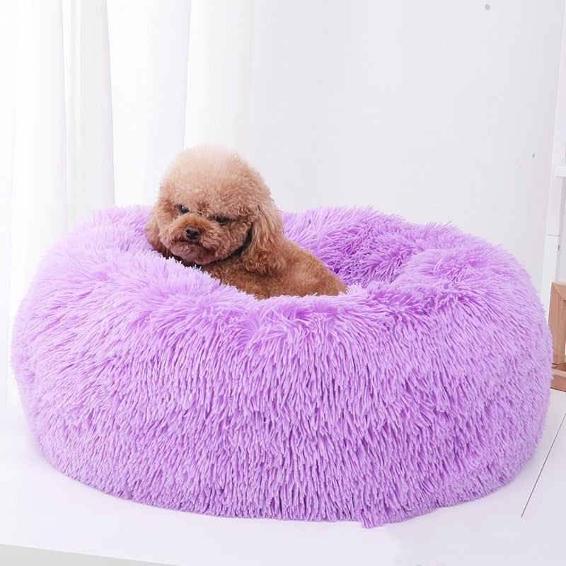 Super Soft Pet Dog Bed Autumn Winter Round Long-haired Pet Mat Suitable House for Cats and Dogs Warm Comfortable Pet Supplies