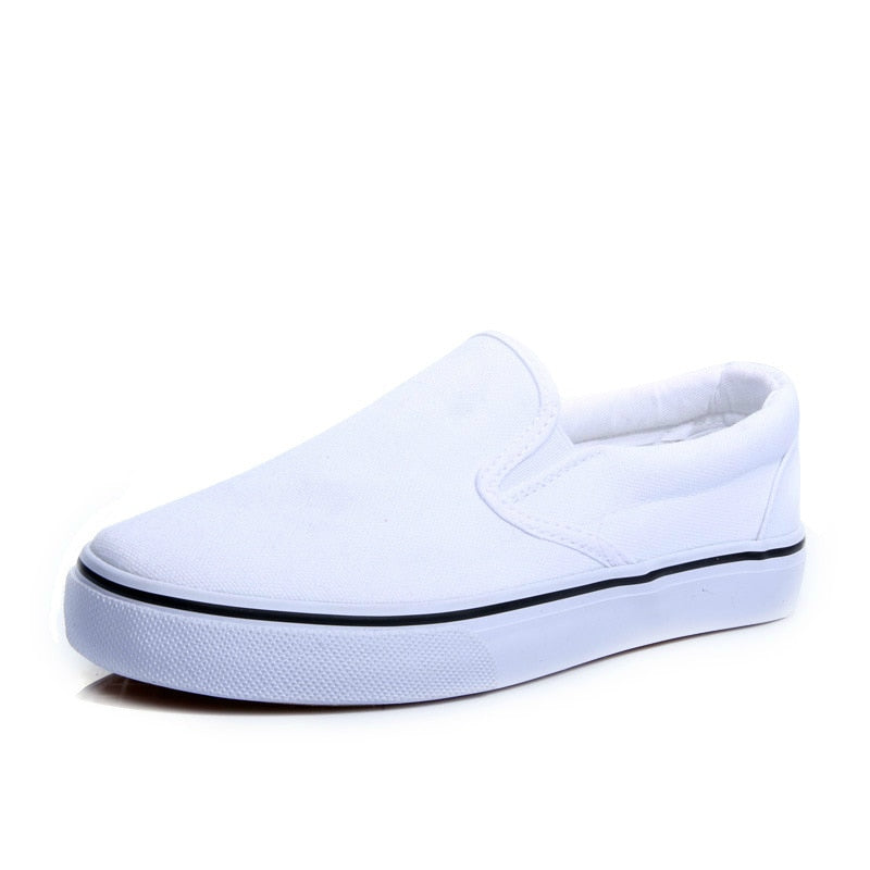 White Couple Canvas Shoes Lazy Shoes Student Cloth Shoes Womens Flats White Sneakers Women